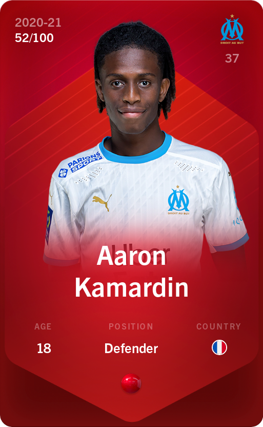 Sorare - Sorare Official - Aaron Kamardin 2020-21 • Rare 52/100 - NFT # 46735921006103006958927984671887920830402495394605483663406021439867828999763