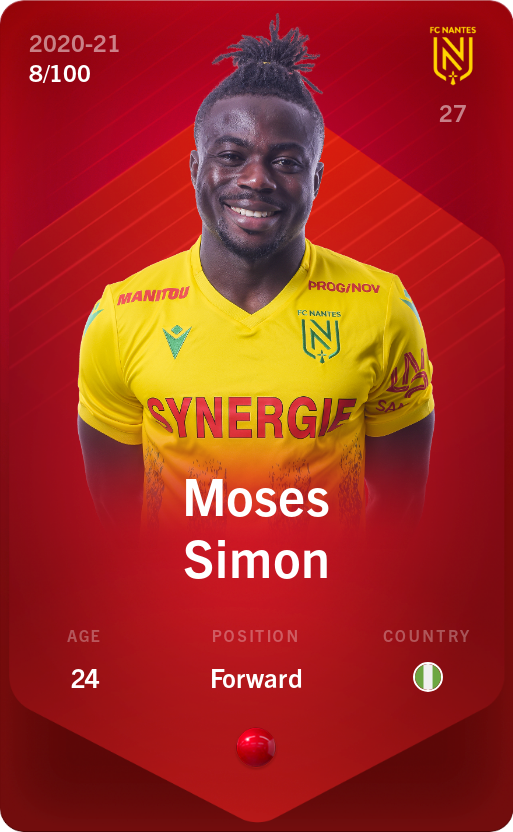 Sorare - Sorare Official - Moses Simon 2020-21 • Rare 8/100 - NFT # 72030945276026147216839600903967673821241868255614750460096577096084010559267