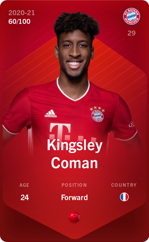 Sorare - Sorare Official - Kingsley Coman 2020-21 • Rare 60/100 - NFT # 75415576182374539498810689734025483539205515522197383542863039860624200088684