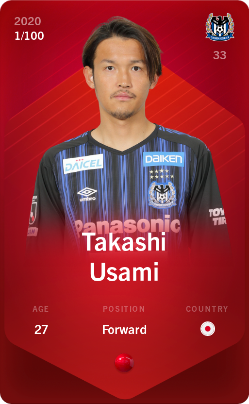 Sorare - Sorare Official - Takashi Usami 2020-21 • Rare 1/100 - NFT # 13065058530393943763720098250507408026897194183010957950968601034926865956567