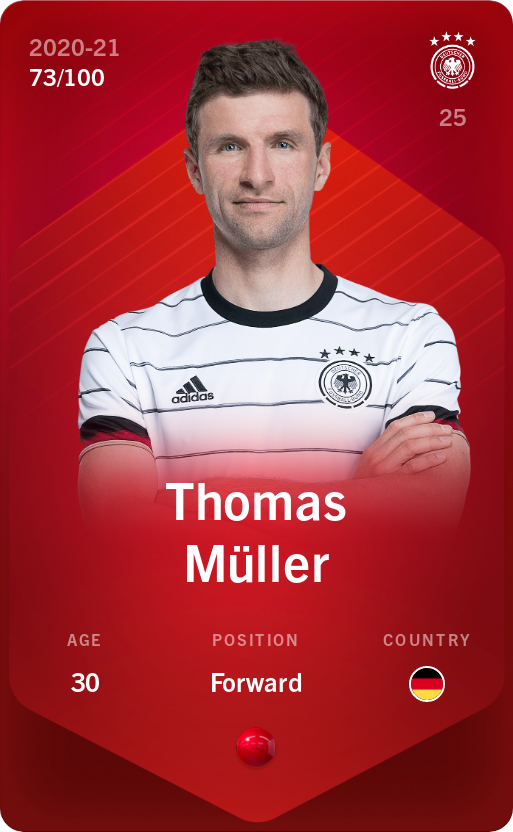 Sorare - Sorare Official - Thomas Müller 2020-21 • Rare 73/100 - NFT # 69072578517587778023684830154021849394756599448446464927739534807940337567738