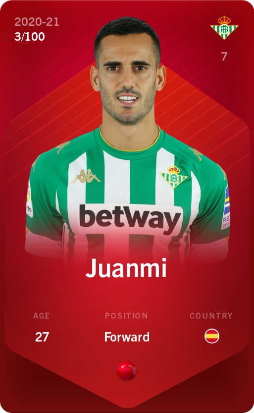 Sorare - Sorare Official - Juanmi 2020-21 • Rare 3/100 - NFT # 16455757282943059134357404335428119470703108263746928472229570793089895773383