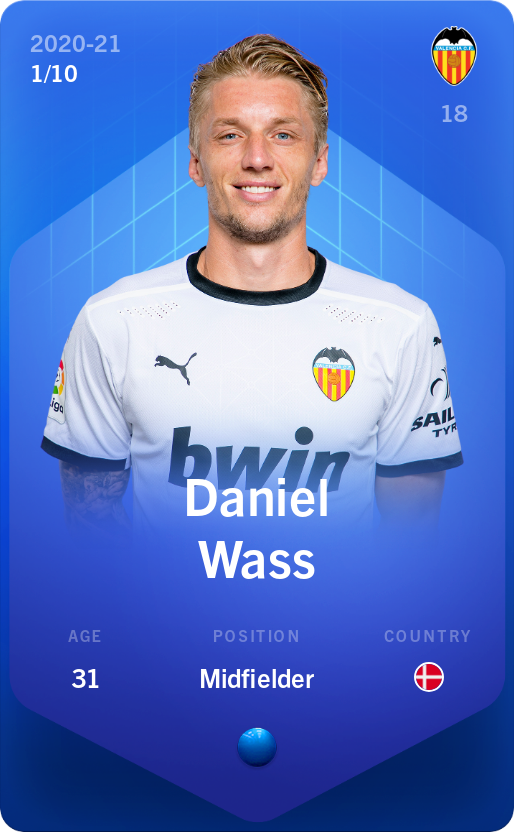 Sorare - Sorare Official - Daniel Wass 2020-21 • Super Rare 1/10 - NFT # 89188753799288359318034026493258252004852006691166463253919459742359793812336