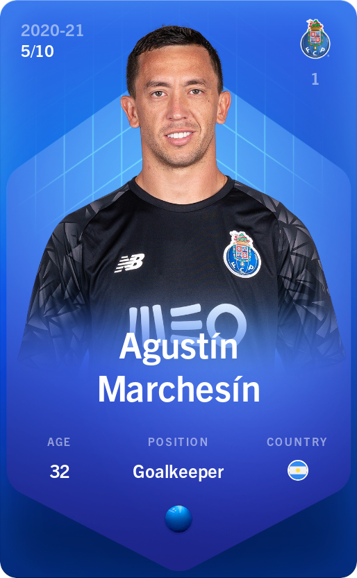 Sorare - Sorare Official - Agustín Marchesín 2020-21 • Super Rare 5/10 - NFT # 97265123067912780455606959996948131383410780816509309666063416499984974697919