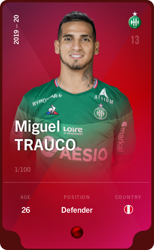 Sorare - Sorare Official - Miguel Trauco 2019-20 • Rare 1/100 - NFT # 112693536916966944668017337623242497374608244533605034868084317796534102142179