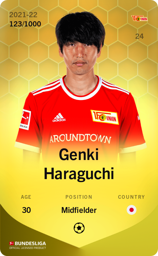 Sorare - Sorare Official - Genki Haraguchi 2021-22 • Limited 123/1000 - NFT # 70609111721138136332771964891050789847427054896651418523221205574145993819840