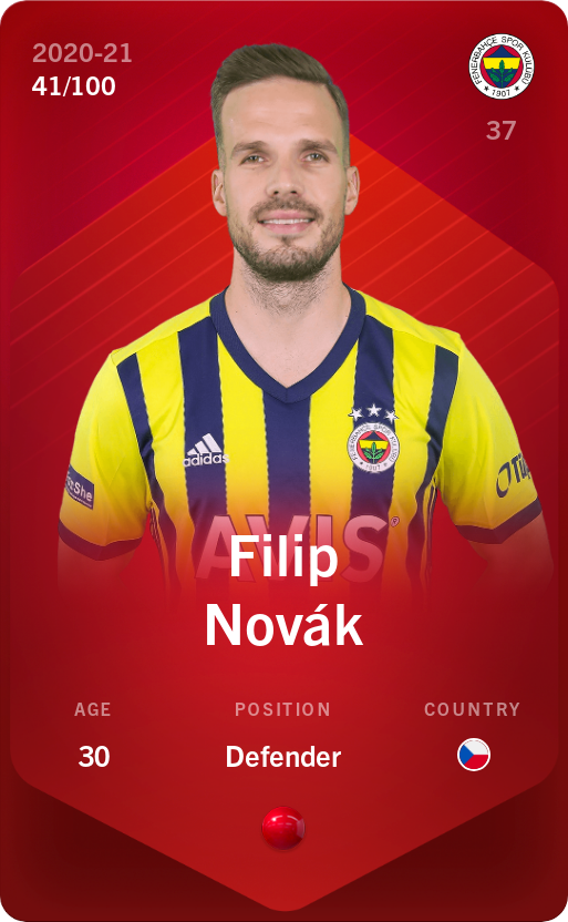 Sorare - Sorare Official - Filip Novák 2020-21 • Rare 41/100 - NFT # 45535898443250697674133794201485790725919566470495030121792465852379373029754