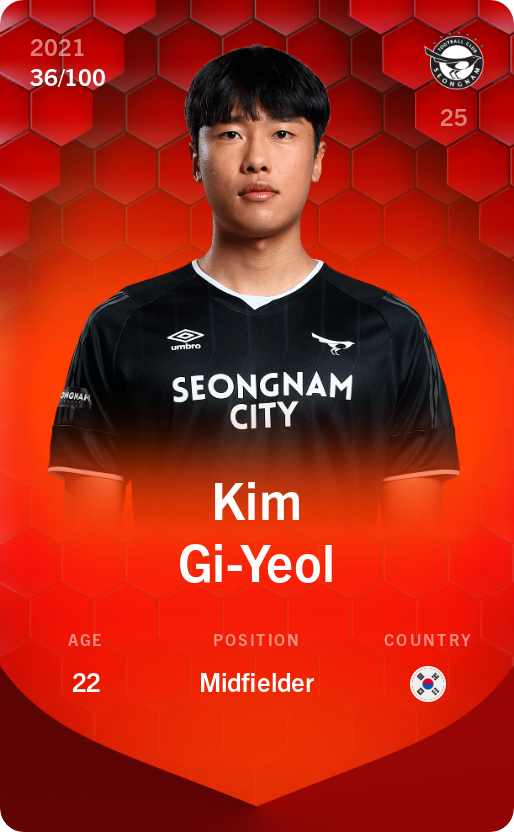 Sorare - Sorare Official - Kim Gi-Yeol 2021-22 • Rare 36/100 - NFT # 89574016740459020494561976786370945512356035672168252936140078235953911247376