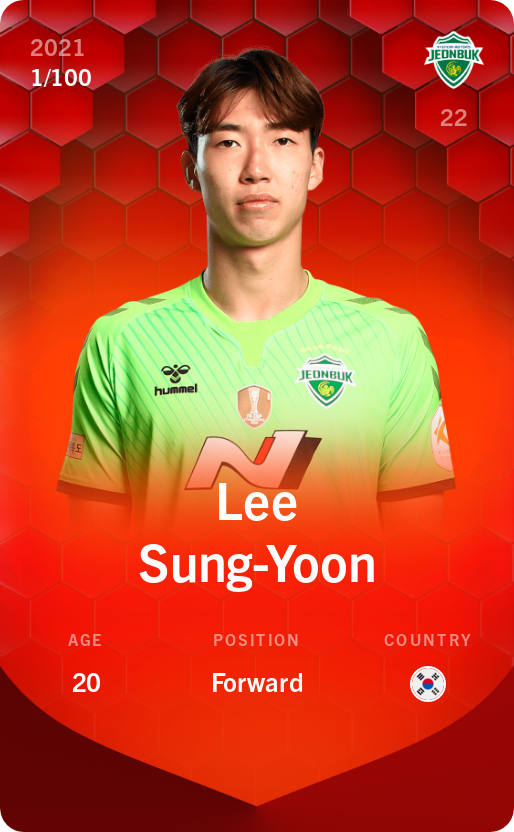 Sorare - Sorare Official - Lee Sung-Yoon 2021-22 • Rare 1/100 - NFT # 115013192172477552397731355275376223439471943765766491004191450688783965516030