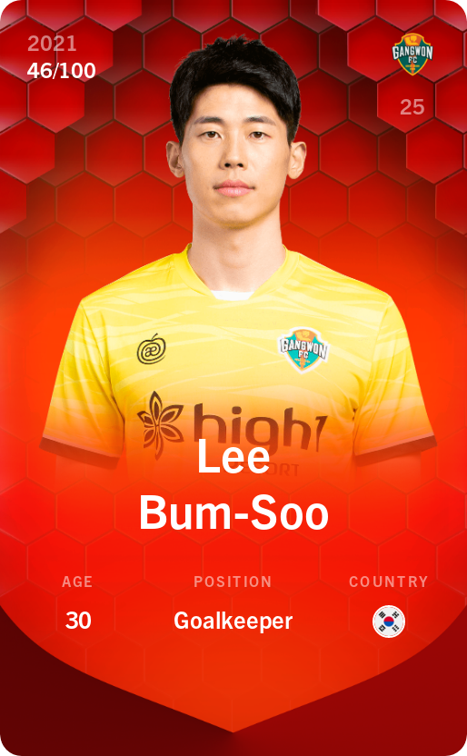 Sorare - Sorare Official - Lee Bum-Soo 2021-22 • Rare 46/100 - NFT # 85691361722011648844958446012162059621409184765149812494687144023105888109608