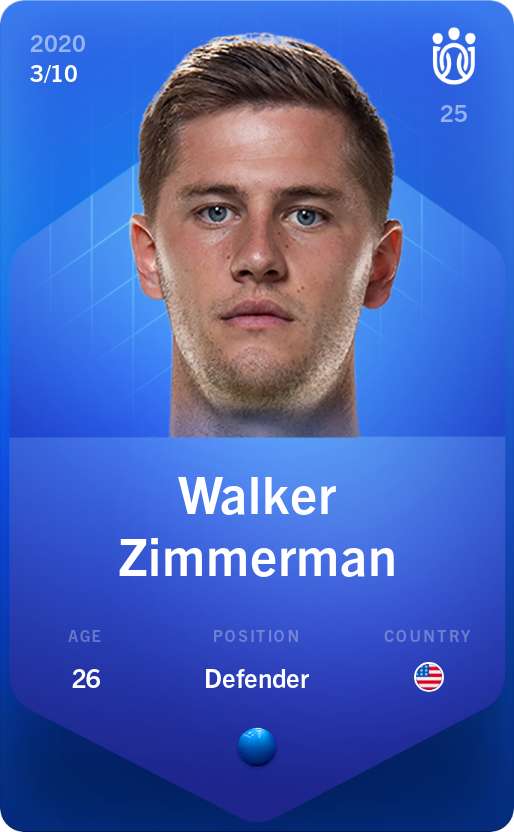 Sorare - Sorare Official - Walker Zimmerman 2020-21 • Super Rare 3/10 - NFT # 29054107381738439559618408954323123338772338043160836411507856115990898855164