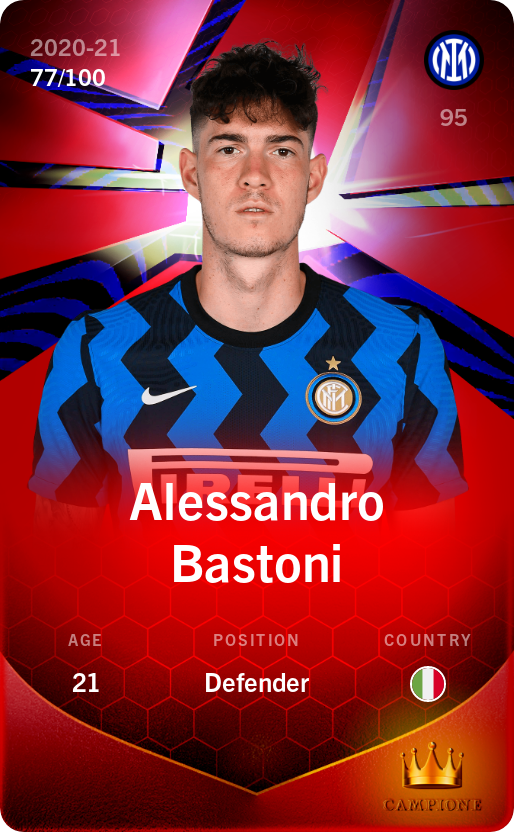 Sorare - Sorare Official - Alessandro Bastoni 2020-21 • Rare 77/100 - NFT # 7116002102644268286592409960137579004330541446737618347417041701631367247314