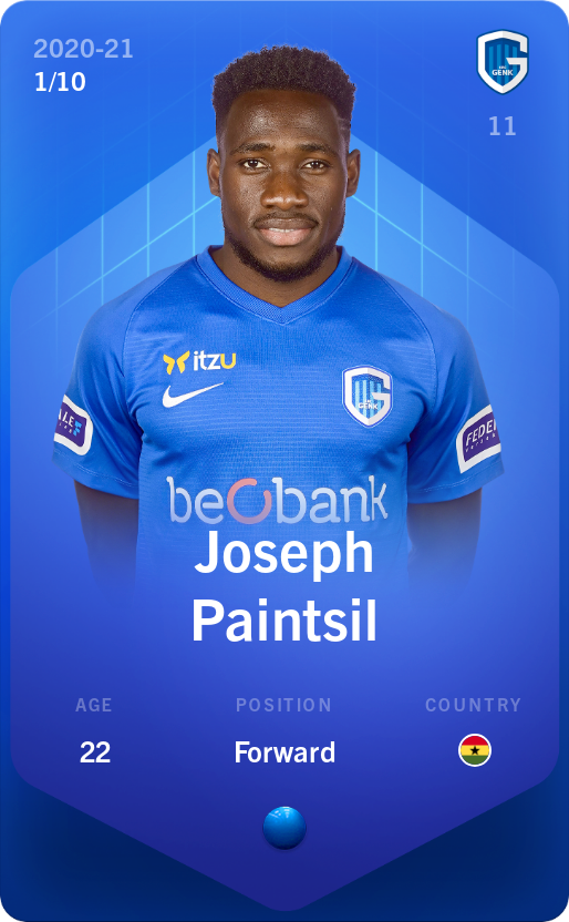 Sorare - Sorare Official - Joseph Paintsil 2020-21 • Super Rare 1/10 - NFT # 47493979520635257480373684035471810522179265283929739015919637362157993013882