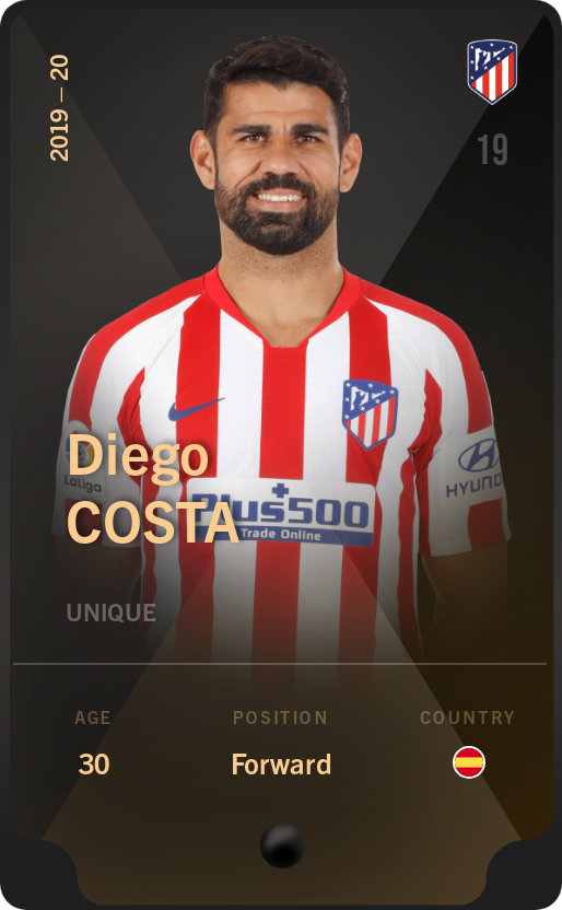 Sorare - Sorare Official - Diego Costa 2019-20 • Unique - NFT # 58248346294000965204437857840273094180767191435079289969002000798897317145438