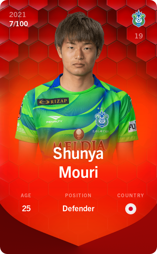 Sorare - Sorare Official - Shunya Mouri 2021-22 • Rare 7/100 - NFT # 93813936954797416589724956891540880962337959913409215488869458044770793242412