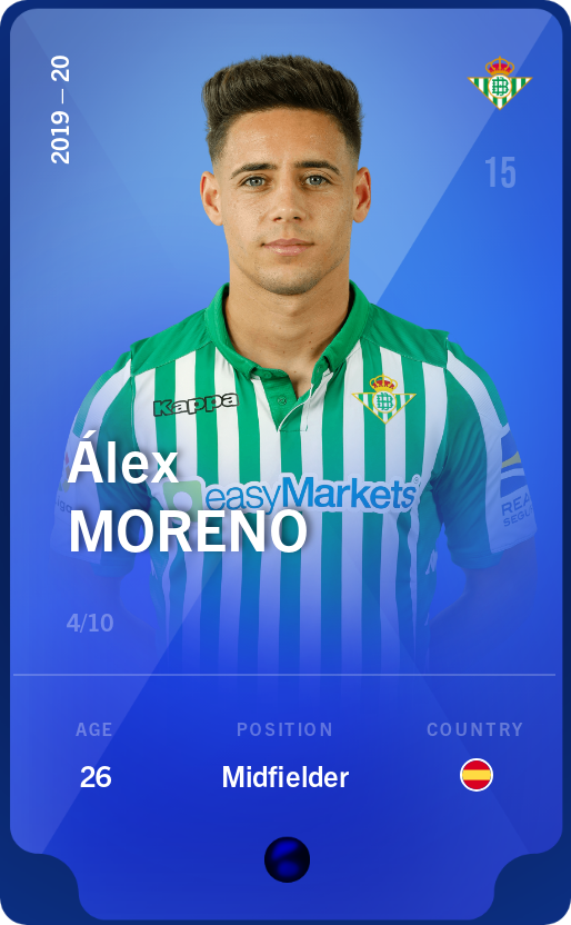 Sorare - Sorare Official - Álex Moreno 2019-20 • Super Rare 4/10 - NFT # 37013803436471710097261914558968116342214146960925751947270329398497429694854