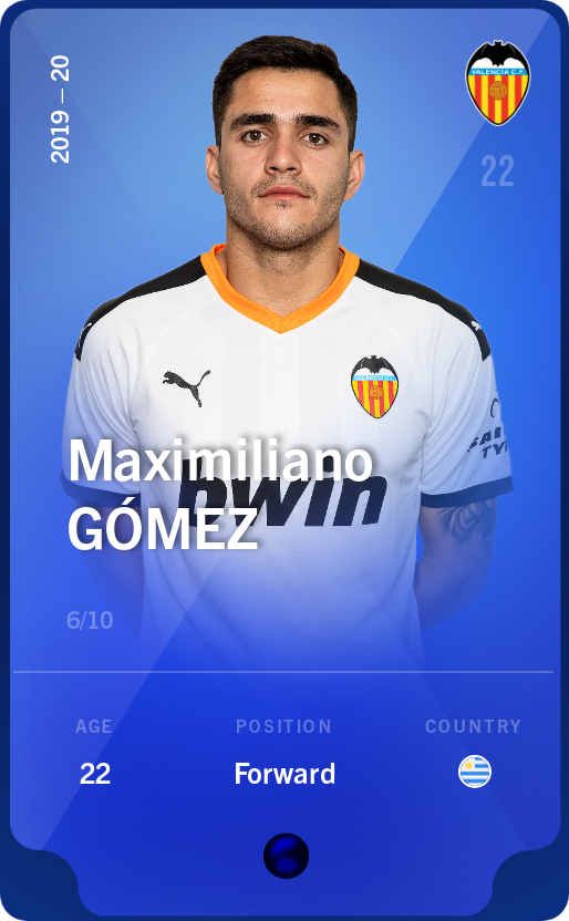 Sorare - Sorare Official - Maximiliano Gómez 2019-20 • Super Rare 6/10 - NFT # 29010876309232459734915040985075981653353579003817101298882959292950047226565