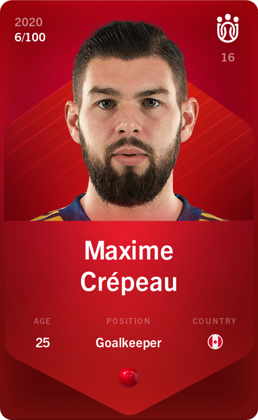 Sorare - Sorare Official - Maxime Crépeau 2020-21 • Rare 6/100 - NFT # 5399365771838627564287785656865277618055137270300920278856168098054167881684