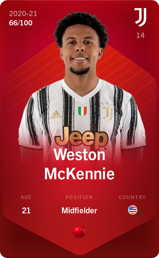 Sorare - Sorare Official - Weston McKennie 2020-21 • Rare 66/100 - NFT # 52691189727423120574931040212822603215951953114817085433017235795894925213111