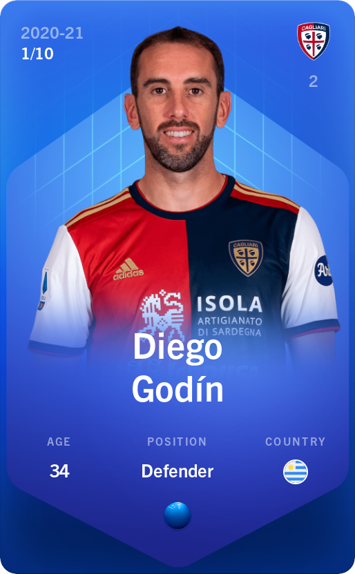 Sorare - Sorare Official - Diego Godín 2020-21 • Super Rare 1/10 - NFT # 107113588889936268201143522800748855170943508008866216694246479950537940014073