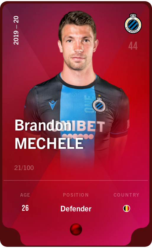 Sorare - Sorare Official - Brandon Mechele 2019-20 • Rare 21/100 - NFT # 54839137883613023492073035883633346713941188463370644296442560357491033174966