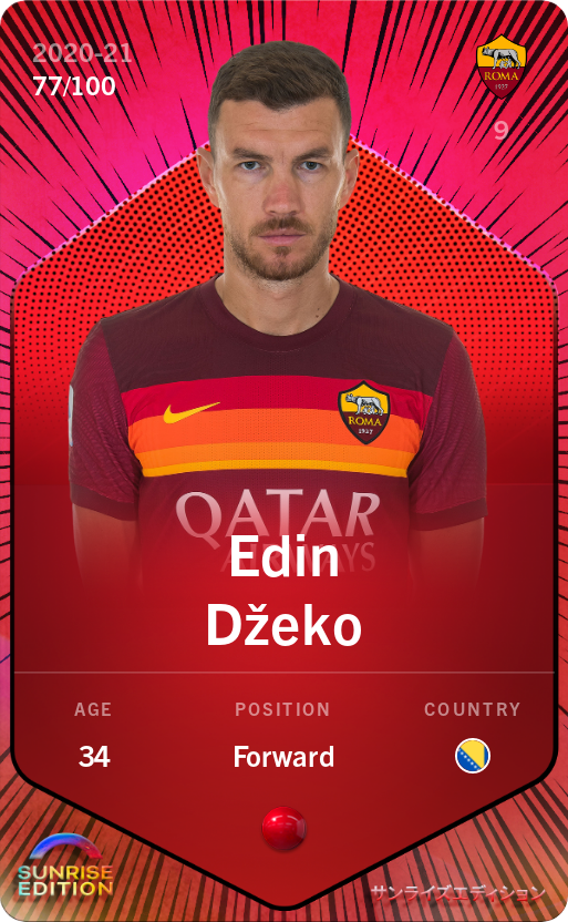 Sorare - Sorare Official - Edin Džeko 2020-21 • Rare 77/100 - NFT # 50155339518763763631091089848117807007551247565447223835094002685828149867688