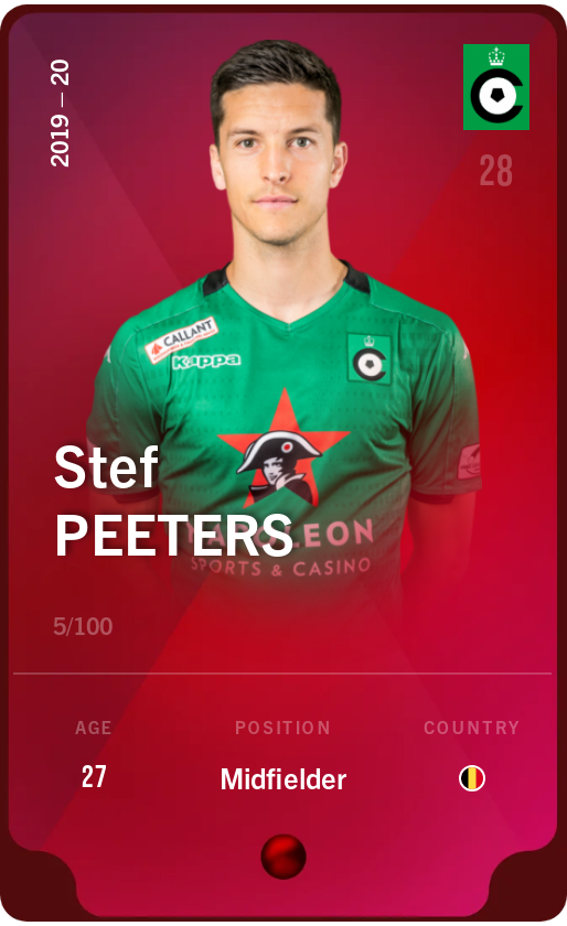 Sorare - Sorare Official - Stef Peeters 2019-20 • Rare 5/100 - NFT # 31328275356261385484153433568227527333254559898834596632639191869316162120904
