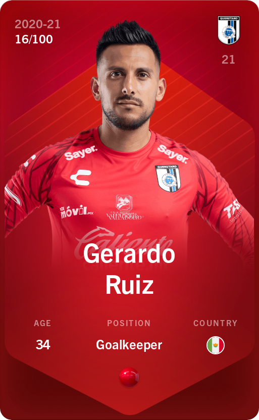 Sorare - Sorare Official - Gerardo Ruiz 2020-21 • Rare 16/100 - NFT # 51666961413588471735343367188379410871137729772016982688731843800546380219394
