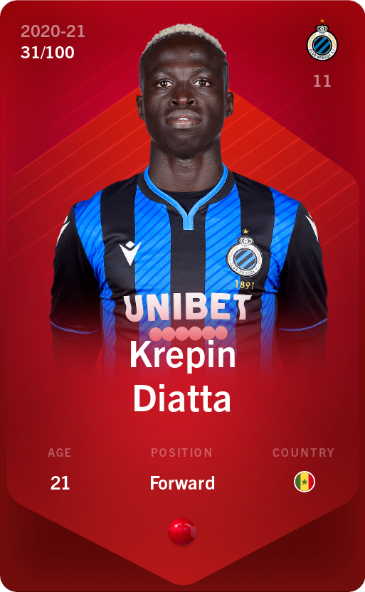 Sorare - Sorare Official - Krepin Diatta 2020-21 • Rare 31/100 - NFT # 68366331710122669320459725607280572068591044768770964966749507682563207783434