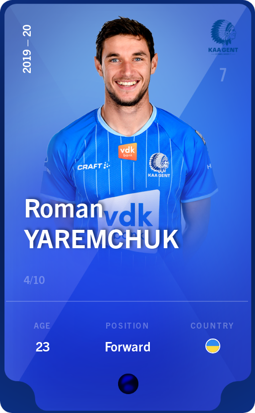 Sorare - Sorare Official - Roman Yaremchuk 2019-20 • Super Rare 4/10 - NFT # 94020310293403105934579500354323471896329814419271026290660446090571267034987