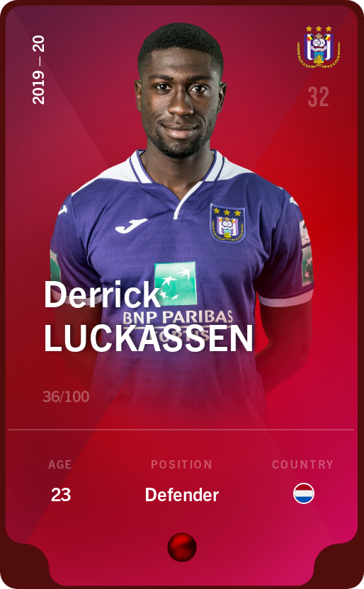 Sorare - Sorare Official - Derrick Luckassen 2019-20 • Rare 36/100 - NFT # 86018583873169873748196945791636785399883036602361061484737507398572174799889