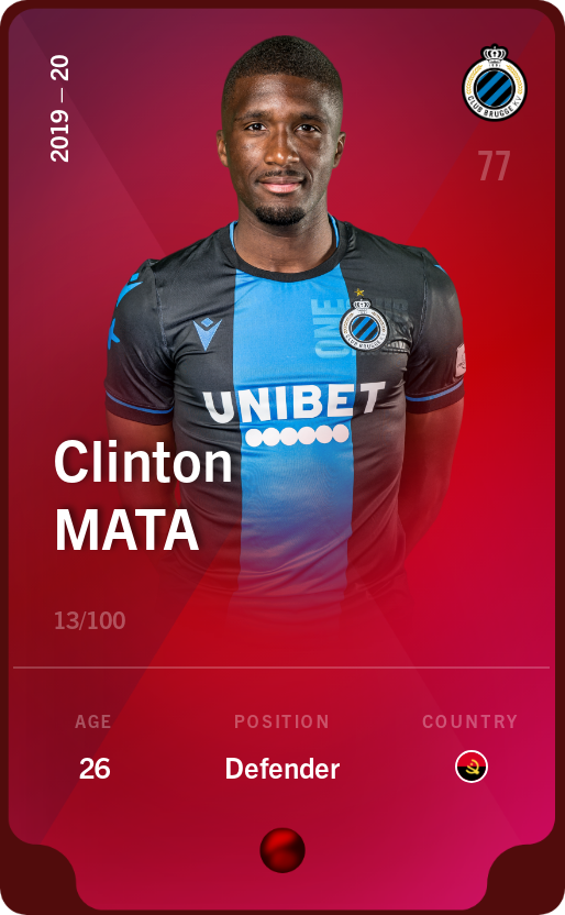Sorare - Sorare Official - Clinton Mata 2019-20 • Rare 13/100 - NFT # 81679617489778509786804457748987816625016562309215490537778242272116386566676