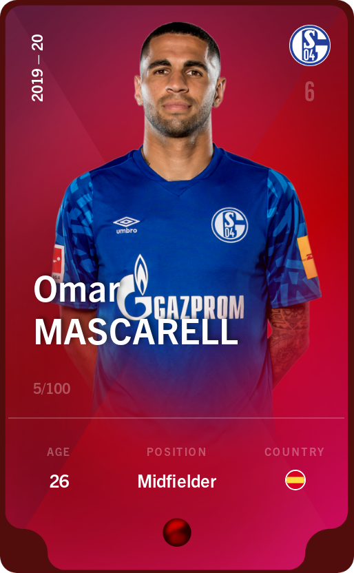 Sorare - Sorare Official - Omar Mascarell 2019-20 • Rare 5/100 - NFT # 106543492650118780555459051180927886202886239037097474760189153712459043776172