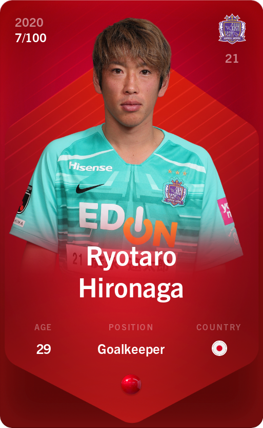 Sorare - Sorare Official - Ryotaro Hironaga 2020-21 • Rare 7/100 - NFT # 96075214411517285675710068845753675187203116319786708394461435232043962623510