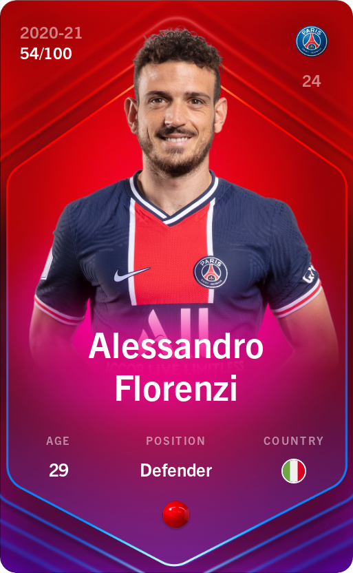 Sorare - Sorare Official - Alessandro Florenzi 2020-21 • Rare 54/100 - NFT # 26116006719600182635386151904050617338223331545125177544035821757453463324651