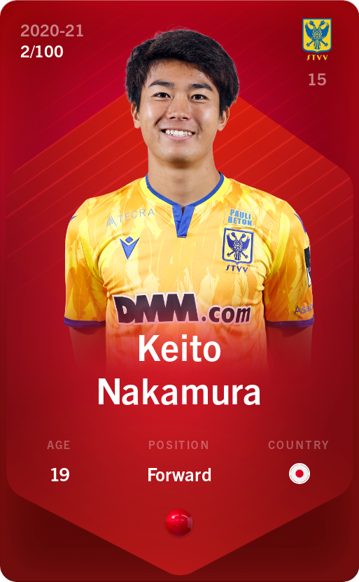 Sorare - Sorare Official - Keito Nakamura 2020-21 • Rare 2/100 - NFT # 112128669025596324191783219564996852549242771808352568380266650723585510908301