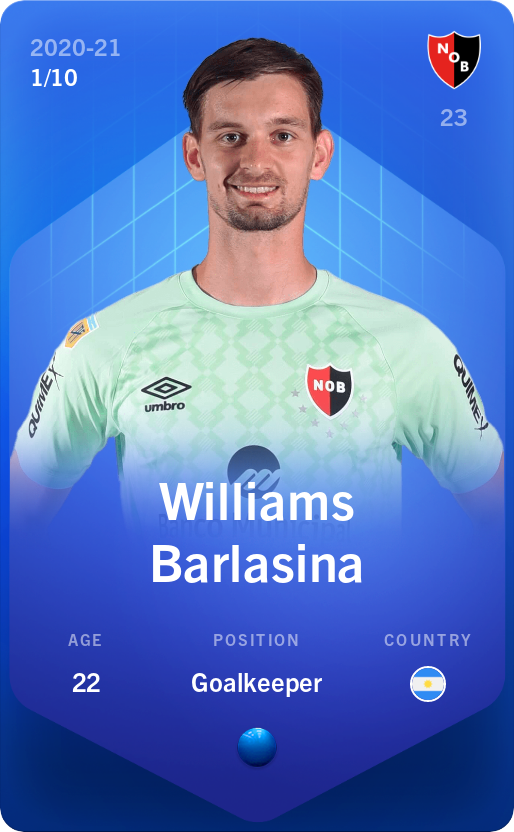 Sorare - Sorare Official - Williams Barlasina 2020-21 • Super Rare 1/10 - NFT # 29694502933835817202900432463466809847988107073449375695736411055824515941371