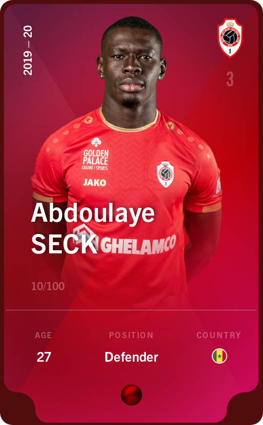 Sorare - Sorare Official - Abdoulaye Seck 2019-20 • Rare 10/100 - NFT # 97084685754540057080736681702552412990967370045511394022993713965141602830717