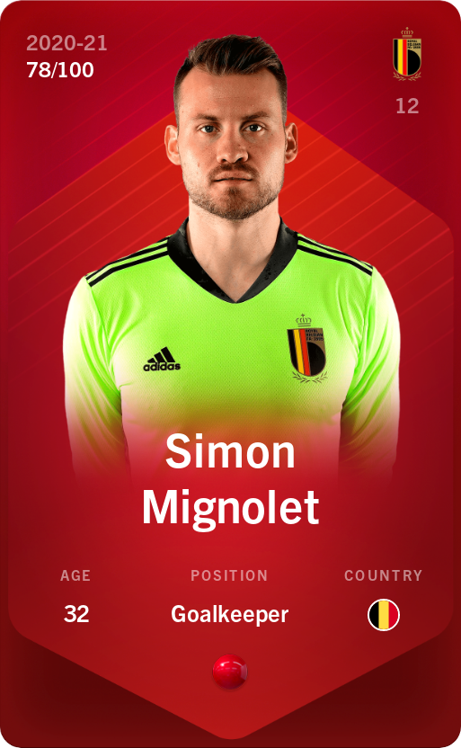 Sorare - Sorare Official - Simon Mignolet 2020-21 • Rare 78/100 - NFT # 26841341201802030436785792165817787436074073522721256922177044051365560323243