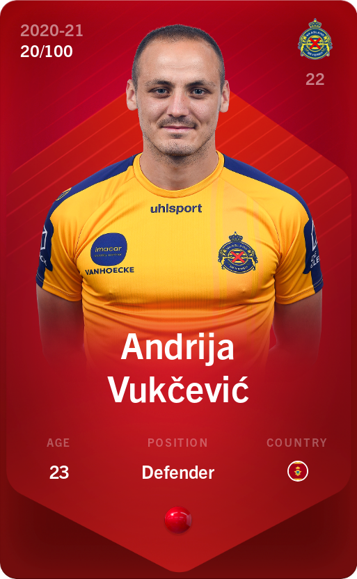 Sorare - Sorare Official - Andrija Vukčević 2020-21 • Rare 20/100 - NFT # 31840384561407046265894230682312390906598373806041853873086471896086181375519