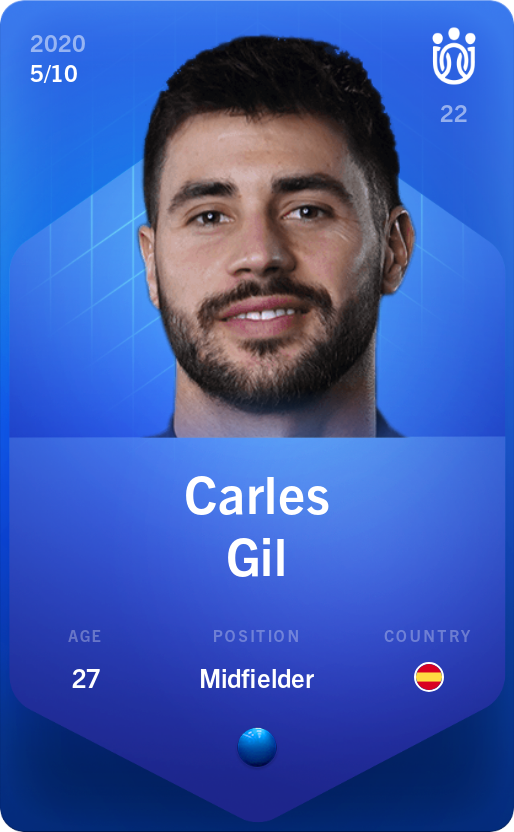 Sorare - Sorare Official - Carles Gil 2020-21 • Super Rare 5/10 - NFT # 95562886368704576593125981144911385755365534405634254740929822764602216597515