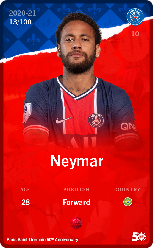 Sorare - Sorare Official - Neymar 2020-21 • Rare 13/100 - NFT # 86362670683367335852403121007398356555276798661617515384906116625337003889744