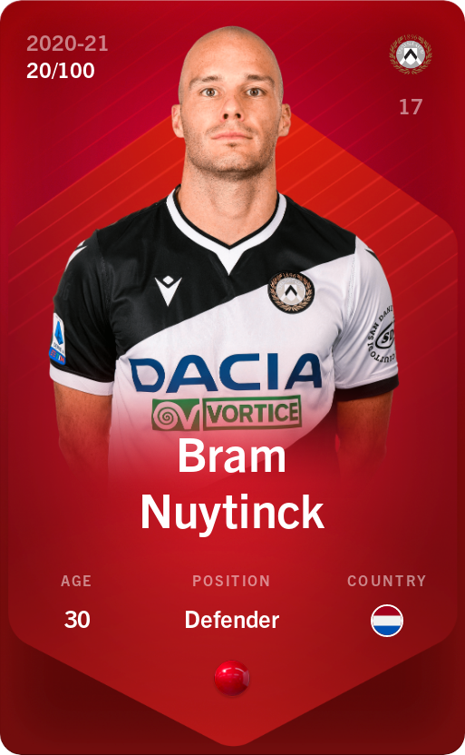 Sorare - Sorare Official - Bram Nuytinck 2020-21 • Rare 20/100 - NFT # 62350892329998327638833590268154742229155319234711874773140299867028209941165