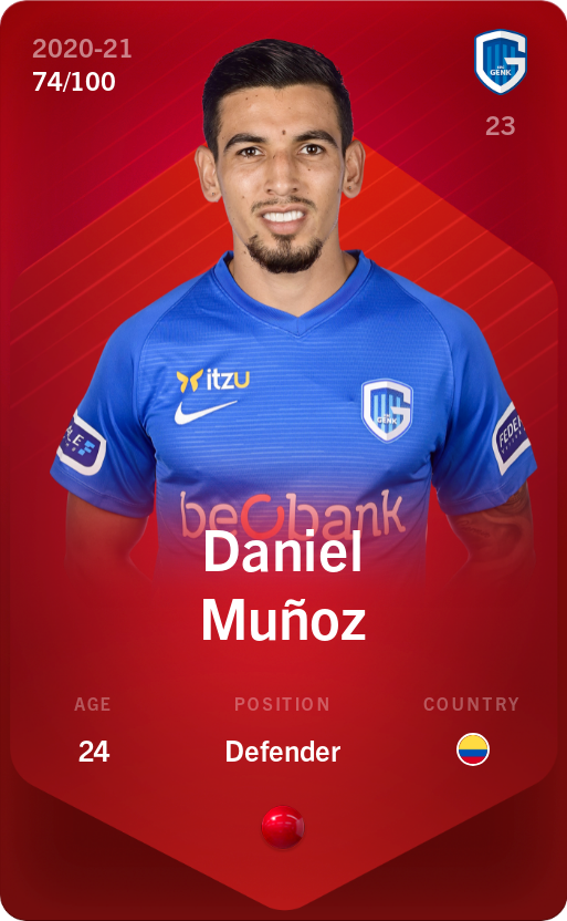 Sorare - Sorare Official - Daniel Muñoz 2020-21 • Rare 74/100 - NFT # 5160874486728930255387457713123896835378288705930529583113446918499791305455