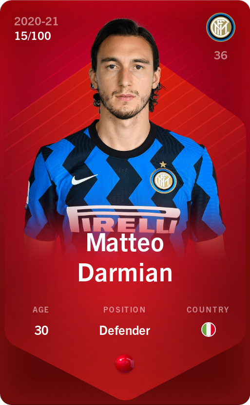 Sorare - Sorare Official - Matteo Darmian 2020-21 • Rare 15/100 - NFT # 112422893109824226554371301007571522297615283135485205335972613548041296951556