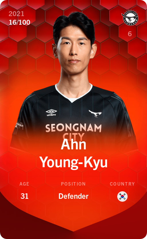 Sorare - Sorare Official - Ahn Young-Kyu 2021-22 • Rare 16/100 - NFT # 99835758268885705620703134501997705110155420586252745743829315895496050057940