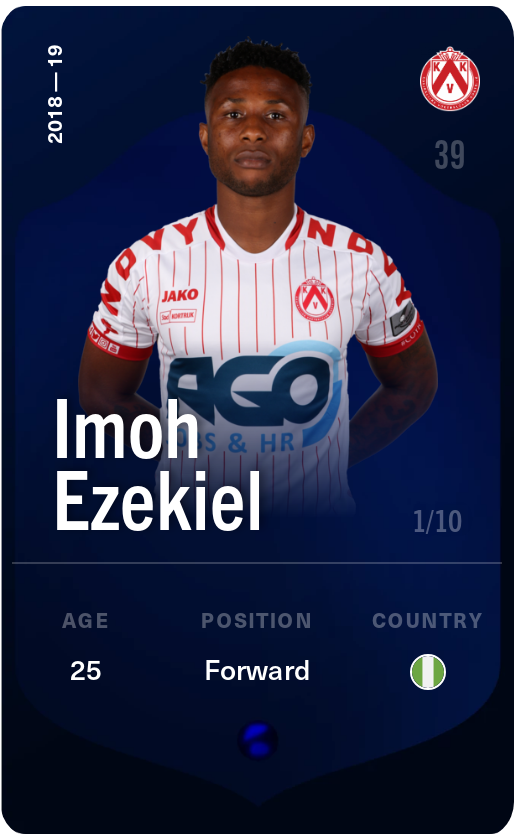 Sorare - Sorare Official - Imoh Ezekiel 2018-19 • Super Rare 1/10 - NFT # 50086513799826140147571759673682351596455157722568307241419657590511242663600