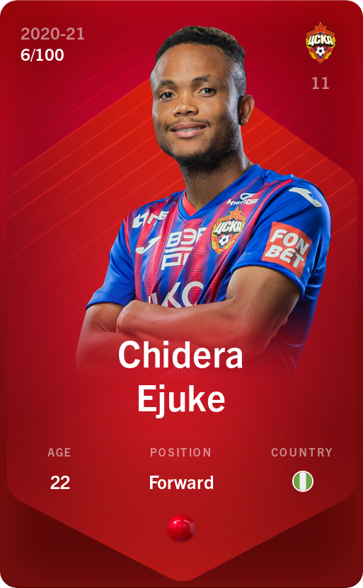 Sorare - Sorare Official - Chidera Ejuke 2020-21 • Rare 6/100 - NFT # 4838723175290217838765436548194847409726947823318309522070116216236997978332