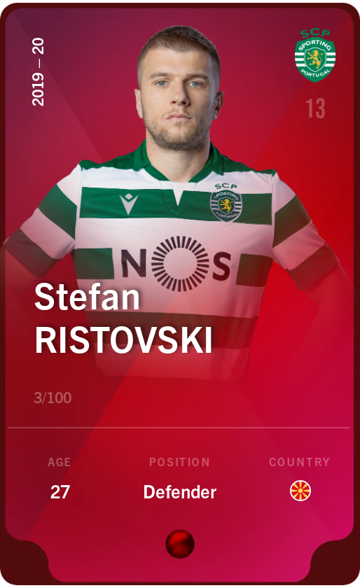Sorare - Sorare Official - Stefan Ristovski 2019-20 • Rare 3/100 - NFT # 114021878219234376113031904677201386547852889607666727554525930824534278188044