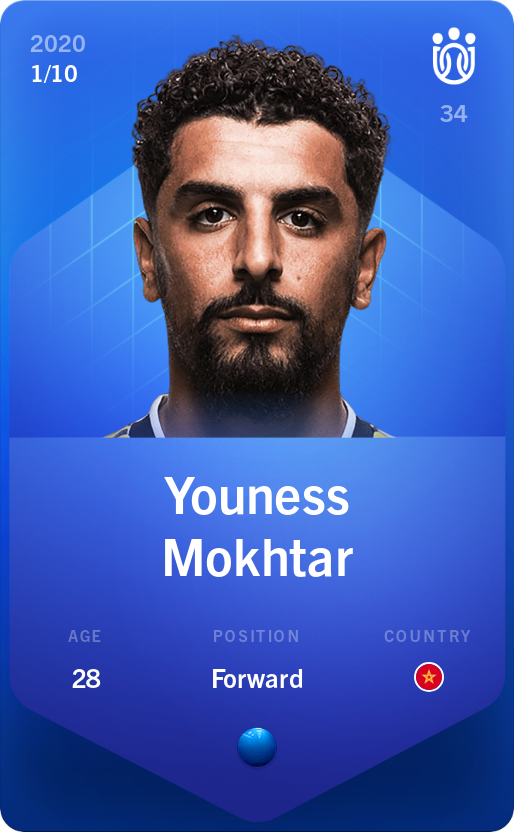 Sorare - Sorare Official - Youness Mokhtar 2020-21 • Super Rare 1/10 - NFT # 19259239812786176942175400858645612374166304666077388068075911078386366158050
